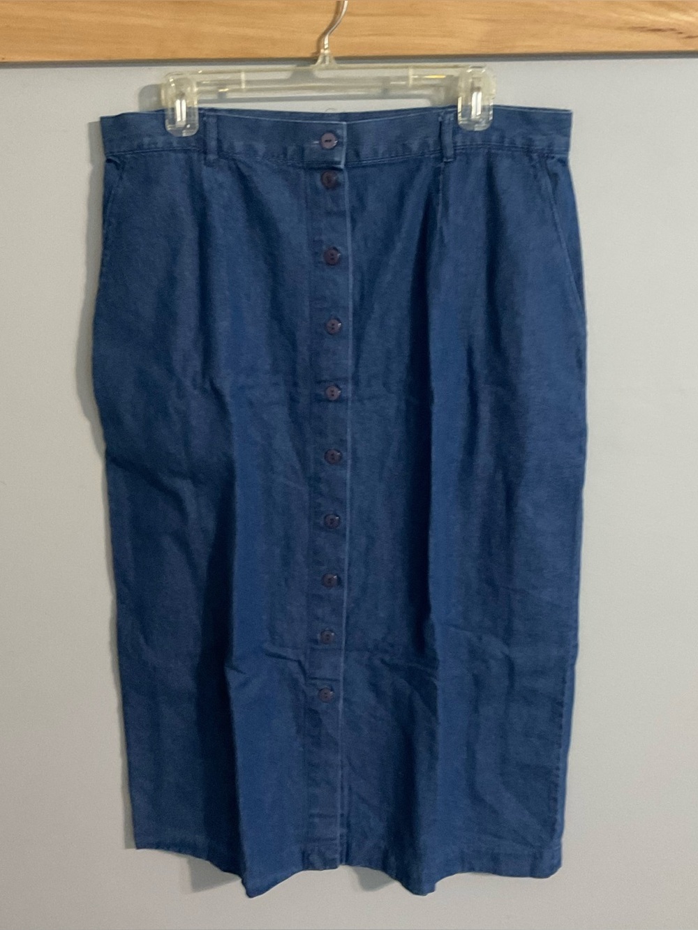 TanJay Indigo Button-Front Denim Midi Skirt 16P